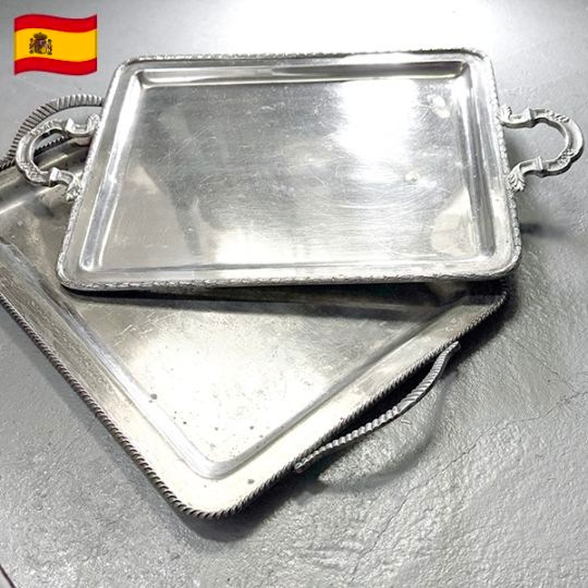 ヨーロッパアンティーク シルバープレート銀製プレートビンテージトレイ ヴィンテージサルヴァ インテリア雑貨 スペイン蚤の市買い付け 営業日即日発送  ＜送料無料＞