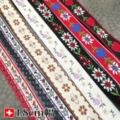 1.5から1.8cm幅 在庫少 スイスメイド エーデルワイス柄 花柄レトロチロルテープ チロリアンテープ ヨーロッパ ヴィンテージリボン販売 営業日即日発送