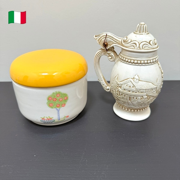 レア物ヨーロッパアンティーク ビアジョッキ 陶器ポット 食器 ピューター 水差し ピッチャー イタリア蚤の市買い付け 営業日即日発送