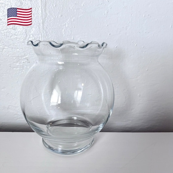 USA買付品 ヴィンテージガラス金魚鉢 Vase インテリア雑貨 花瓶 キャンディーケース アメリカアンティーク雑貨 キッチン雑貨 営業日即日発送