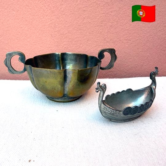 ヨーロッパアンティーク ポルトガル シルバートレイ　アクセサリーケース シュガーボウル 真鍮カップ お皿 ボウル プリンアラモード器 インテリア雑貨 蚤の市買い付け 営業日即日発送