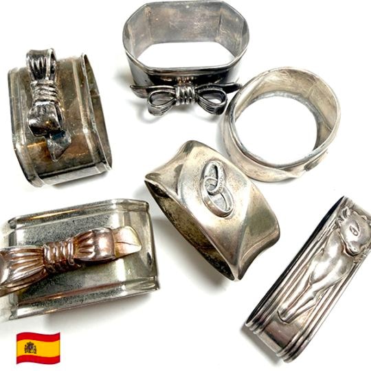 アンティークシルバーナプキンリング　シルバー製ナプキンホルダー  ヨーロッパヴィンテージ雑貨 スペイン蚤の市買付  テーブルマナー 食事会カトラリー  　営業日即日発送