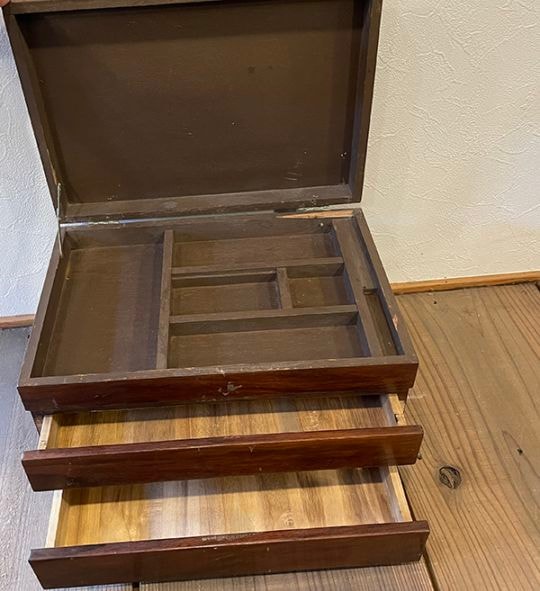 アンティーク 裁縫箱 木製 針箱 古道具 小引き出し 昭和レトロ 卓上収納 小物入れ ソーイングボックス ヴィンテージ 日本の古道具 家具 営業日即日発送[ワールデザインbistarai]
