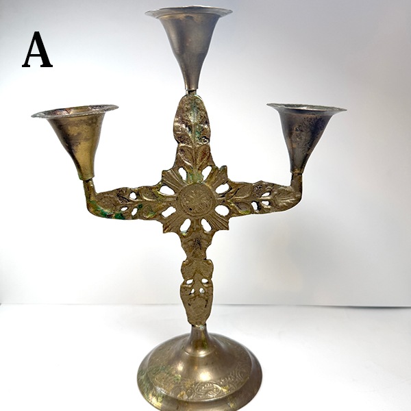 スペイン蚤の市買付 蝋燭立て シルバー雑貨 アンティークキャンドルホルダー 真鍮製燭台 ヨーロッパヴィンテージキャンドルスタンド インテリア雑貨　営業日即日発送