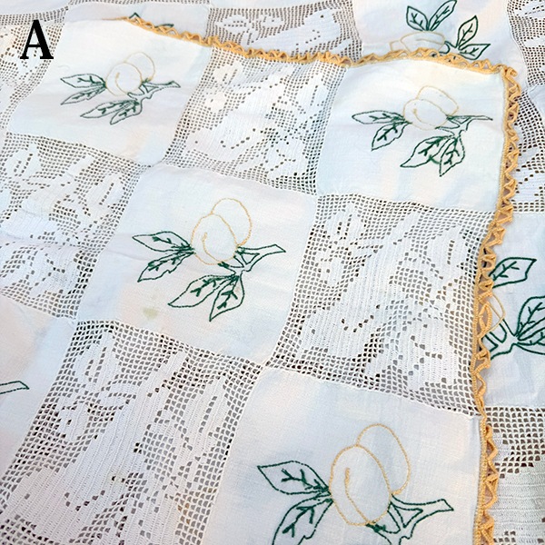 100cm前後 ポルトガル蚤の市買付 ヴィンテージ バテンレース ドイリー テーブルクロス ソファーカバー  アンティークコットンかぎ針編みパッチワーク布 営業日即日発送