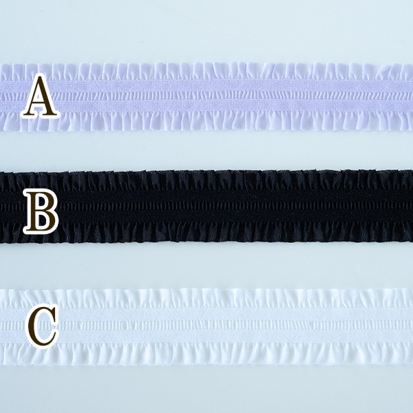 2cm幅 ゴム入りシンプル無地フリルストレッチリボン 柔らかケミカルテープ ハンドメイドヘアバンド作り 手芸用リボンブレード お人形ドレス ドールドレス バレエ衣装ダンスコスチューム髪飾り資材 営業日即日発送