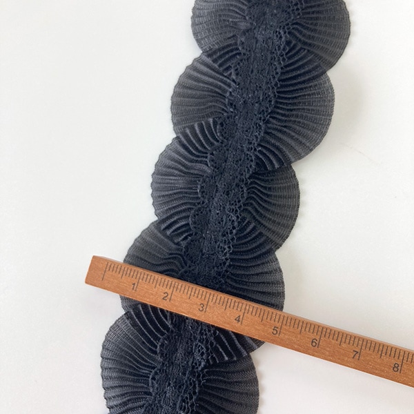 4.5cm幅 プリーツレースラウンドリボン  簡単ぬい服ドレスハンドメイド用リボン 推しぬい材料  手芸用テープ ウエディングパーティダンスドレス装飾アパレル副資材 和装ヘアアクセサリーパーツ 営業日即日発送