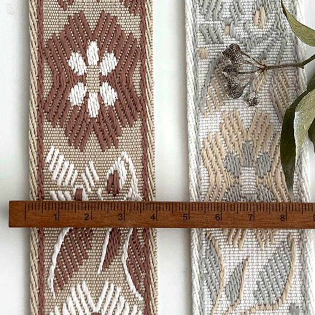 4cm幅 厚手手芸用テープ 花柄刺繍チロリアンテープ  フラワー刺繍リボン 丈夫な厚手生地の持ち手テープ 中幅手芸テープ 中型大型犬の首輪 ハンドメイドハーネス作り 手芸用リボン ギターストラップ チロルテープ 営業日即日発送[ワールデザインbistarai]