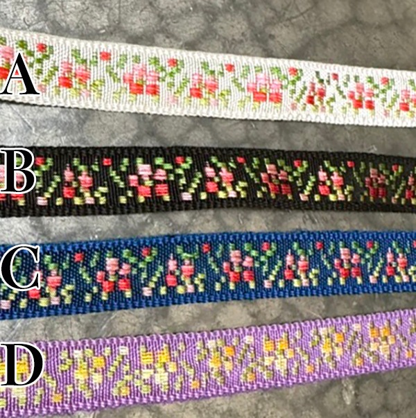 0.8cm幅 スイスデットストックリボン 花柄チロルテープ チロリアンテープ ヨーロッパ チロル地方リボン ヴィンテージリボン販売 営業日即日発送