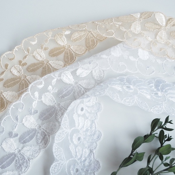 4.5cm幅 アンティークデットストック品 光沢ケミカルレース  襟レース フリルレース スカラップ刺繍リボン レースパーツ 衣装装飾 ダンスコスチューム 飾り付け インテリア装飾 営業日即日発送 [ワールデザインbistarai]