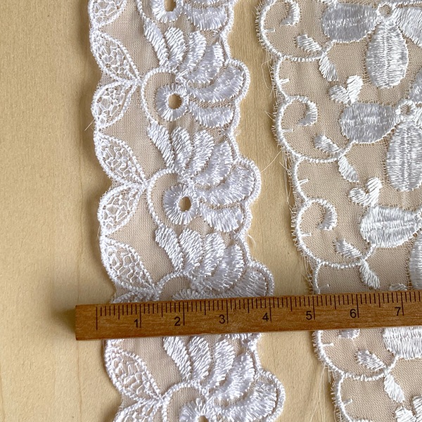 4.5cm幅 アンティークデットストック品 光沢ケミカルレース  襟レース フリルレース スカラップ刺繍リボン レースパーツ 衣装装飾 ダンスコスチューム 飾り付け インテリア装飾 営業日即日発送 [ワールデザインbistarai]