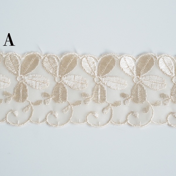 4.5cm幅 アンティークデットストック品 光沢ケミカルレース  襟レース フリルレース スカラップ刺繍リボン レースパーツ 衣装装飾 ダンスコスチューム 飾り付け インテリア装飾 営業日即日発送 [ワールデザインbistarai]