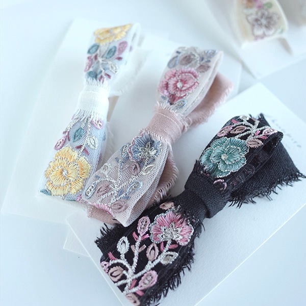 3cm幅 バラ柄インドチュール刺繍リボンショルダーストラップ作り 簡単ぬい服ドレスハンドメイド用リボン 推しぬい材料  和柄和装髪飾り作り インドリボン販売  営業日即日発送 