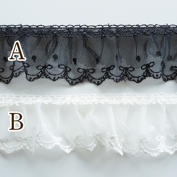 約5.5cm幅 フリルレースリボン二段フリルレース シフォンリボン ケミカルレース  簡単ぬい服ドレスハンドメイド用リボン 推しぬい材料 お人形ドレス 営業日即日発送 