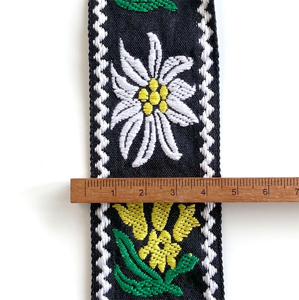 幅4.5cm 6cm チロリアンテープ 花柄 刺繍 ヨーロッパ風  厚手 リボンテープ 持ち手テープ ショルダーストラップ バッグ持ち手 ギターストラップ ハンドメイド資材 インテリア装飾 手芸材料 ヨーロピアンテープ 刺繍リボン エーデルワイス マーガレット 営業日即日発送 [ワールデザインbistarai]