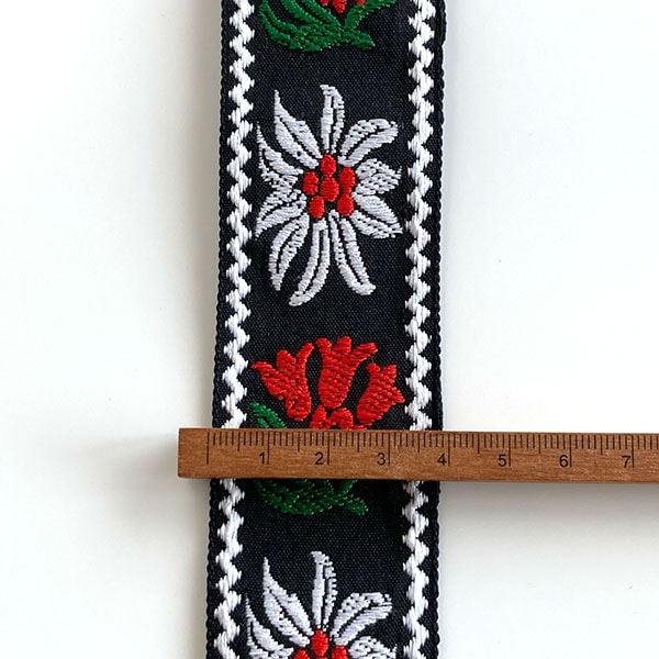 幅4.5cm 6cm チロリアンテープ 花柄 刺繍 ヨーロッパ風  厚手 リボンテープ 持ち手テープ ショルダーストラップ バッグ持ち手 ギターストラップ ハンドメイド資材 インテリア装飾 手芸材料 ヨーロピアンテープ 刺繍リボン エーデルワイス マーガレット 営業日即日発送 [ワールデザインbistarai]