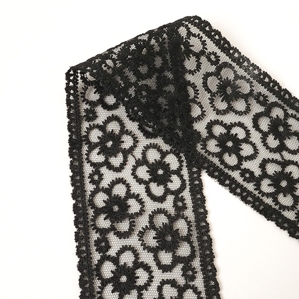 7cm幅 花柄チュールレース ホワイト ブラック フラワーレーステープ 刺繍レース チュールテープ ハンドメイド 手芸 衣装 ドール服 ぬい服 DIYメッシュレース ケミカルレース刺繍リボン 太幅レース バレエ衣装ウエディング装飾資材 営業日即日発送 [ワールデザインbistarai]