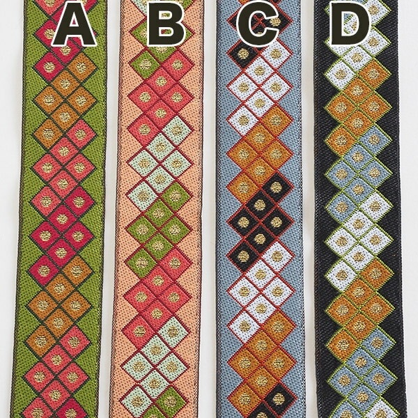 3cm幅 ダイヤ柄 ドットリボン リボンブレード チロルテープ 刺繍テープ カメラチェーン スマホショルダーストラップ 営業日即日発送 