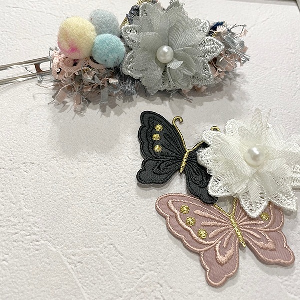 【選べる10色】蝶々刺繍ワッペン アイロン接着 バタフライワッペン 韓国風 かわいい 女の子 入園入学 推し活 レッスンバッグ 帽子 デコ ハンドメイド 刺繍アップリケ 営業日即日発送 [ワールデザインbistarai]