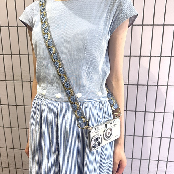 サイズ調整可能 日本製 インド刺繍リボン ストラップ スマホ