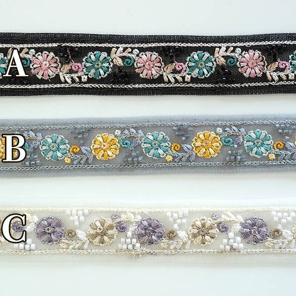 3cm幅インド刺繍リボン　ビーズ刺繍ブレード ビーズチョーカー　ピアスイヤリングパーツ販売 ハンドメイド資材 手芸用品店