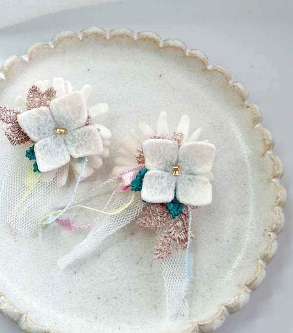 コラボ商品 お花ピアスイヤリングキット フェルトアクセサリー 簡単ハンドメイド 初心者向け アクセサリー作り 営業日即日発送 【※卸対象外製品】