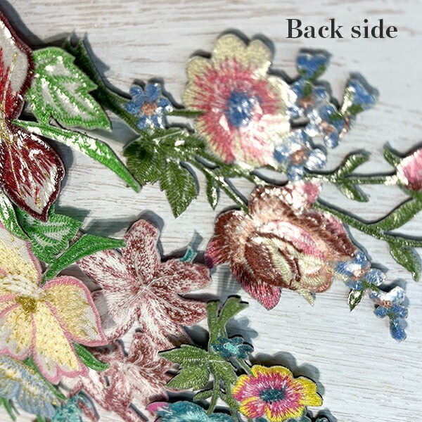 特大サイズ のり付きワッペン バラ売り ボタニカル フラワー刺繍 お花