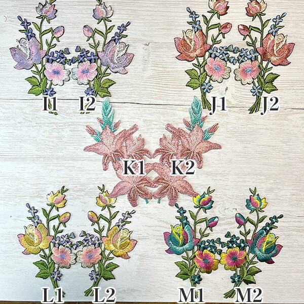 特大サイズ のり付きワッペン バラ売り ボタニカル フラワー刺繍 お花
