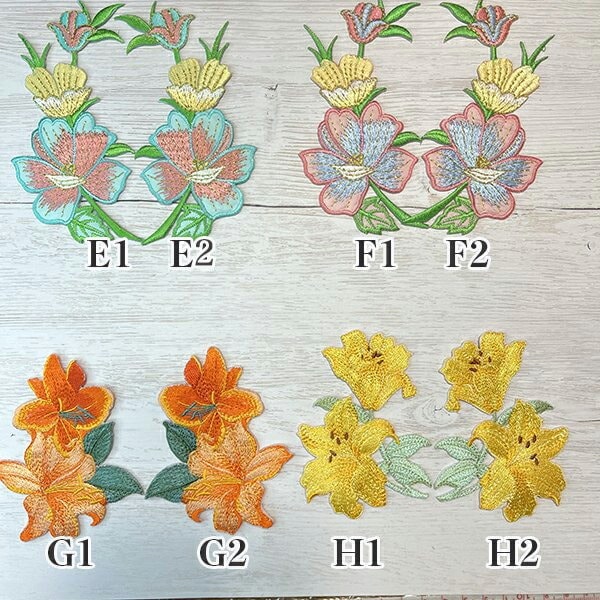 特大サイズ のり付きワッペン バラ売り ボタニカル フラワー刺繍