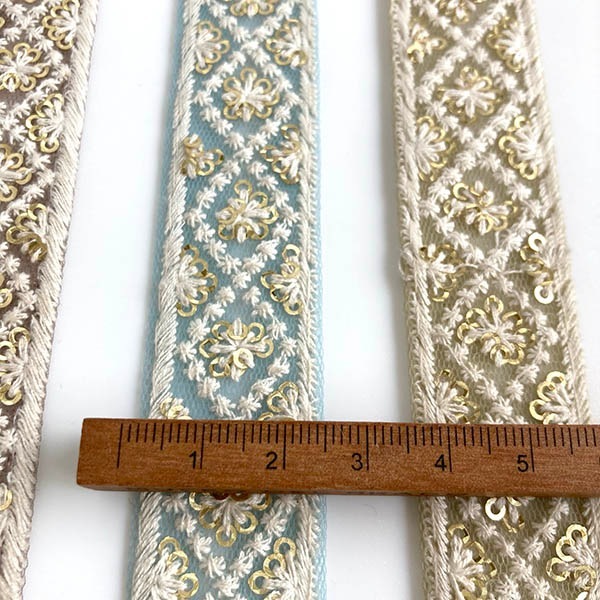 2.5cm幅 スパンコール刺繍チュールレース メッシュネットリボン リボンブレード ショルダーストラップ 営業日即日発送 [ワールデザインbistarai]