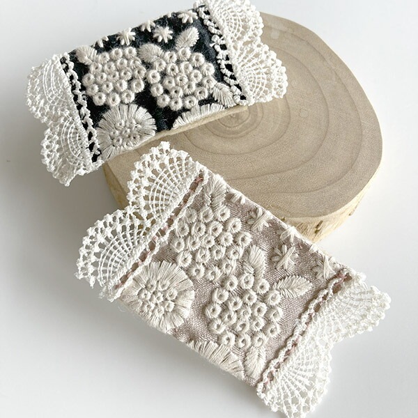 5.5cm幅 一番人気累計8000m販売！ホワイト刺繍インド刺繍リボン ハンドメイドヘアポニーフック資材 花柄刺繍リボンブレード営業日即日発送 