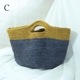 ハンドメイド手編みヘンプBAG ラウンド持ち手バック サマーバック カゴバック 植木鉢カバー 収納ボックス インテリア雑貨 営業日即日発送 ＜オリジナル商品 送料無料＞