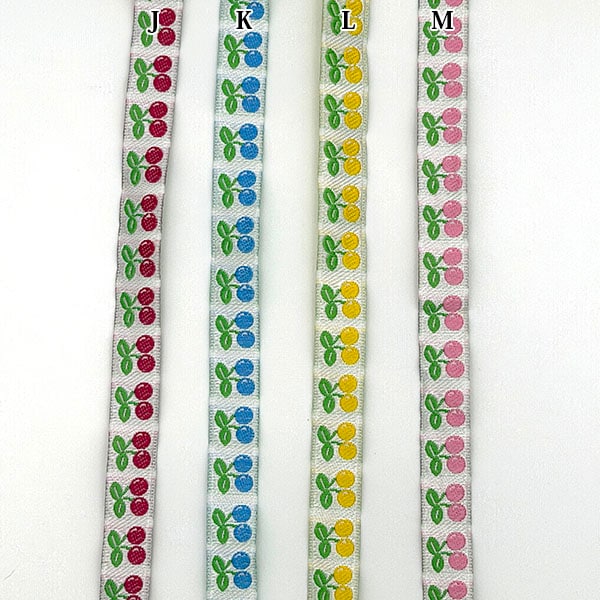 1cm幅 細幅手芸用テープ カラフルチロリアンテープ チェリー柄 花柄 フルーツ柄 タヒチアン ハワイアンモチーフリボン レトロ柄 花柄 チロルテープ ハンドメイド 推し活 ぬい活バックチャーム作り リボンヘアゴム 営業日即日発送 【ワールデザインmakiras】