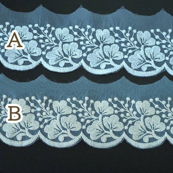 約6cm幅 コットン混合レース 幅広チュール刺繍ベールパーツ チュールレース アクセサリーパーツ ヘッドドレス ウエディングドレスパーツ 営業日即日発送 