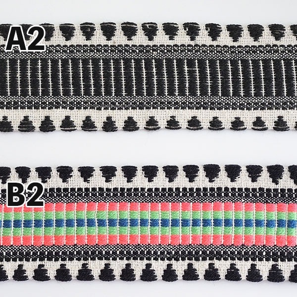 8cm幅 オリジナルリボン 幅広ウールやわらかリボン 刺繍コットン生地 太幅インドリボン 厚手チロリアンテープ 持ち手テープ ヘアターバン バックハンドル取手パーツ [ワールデザインbistarai]