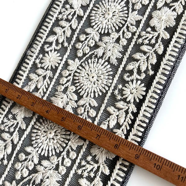 9cm幅 オリジナルデザイン太幅リボン チュールインド刺繍リボン 特大幅リボン ハンドメイドがまぐち財布 コインケース作り資材 営業日即日発送 [ワールデザインbistarai]