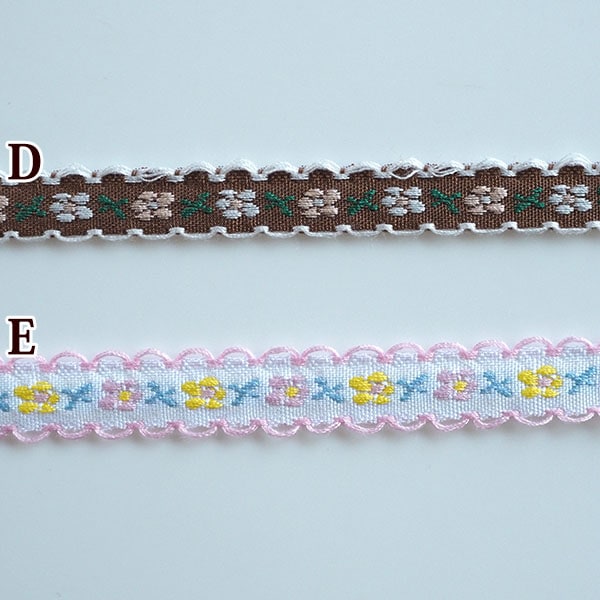 1cm幅 細幅手芸用テープ フラワーリボン チロリアンテープ 花柄刺繍テープ  簡単ぬい服ドレスハンドメイド用リボン 推しぬい材料 リボンブレード 営業日即日発送 