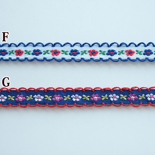1cm幅 細幅手芸用テープ フラワーリボン チロリアンテープ 花柄刺繍テープ  簡単ぬい服ドレスハンドメイド用リボン 推しぬい材料 リボンブレード 営業日即日発送 
