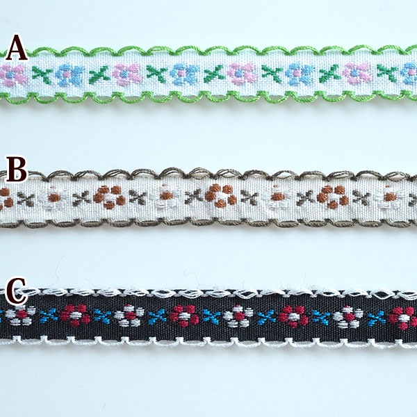 1cm幅 細幅手芸用テープ フラワーリボン チロリアンテープ 花柄刺繍テープ  簡単ぬい服ドレスハンドメイド用リボン 推しぬい材料 リボンブレード 営業日即日発送 