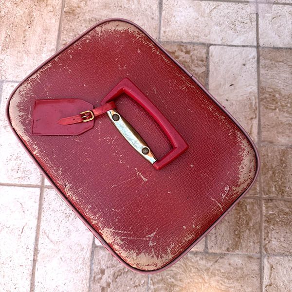 ポルトガル製ヴィンテージ レトロレッド バニティーケース 化粧品用箱 ソーイングボックス裁縫箱 コスメボックス 営業日即日発送 ＜送料無料＞