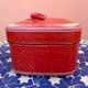 ポルトガル製ヴィンテージ レトロレッド バニティーケース 化粧品用箱 ソーイングボックス裁縫箱 コスメボックス 営業日即日発送 ＜送料無料＞