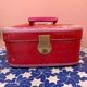 ポルトガル製ヴィンテージ レトロレッド バニティーケース 化粧品用箱 ソーイングボックス裁縫箱 コスメボックス 営業日即日発送 ＜送料無料＞