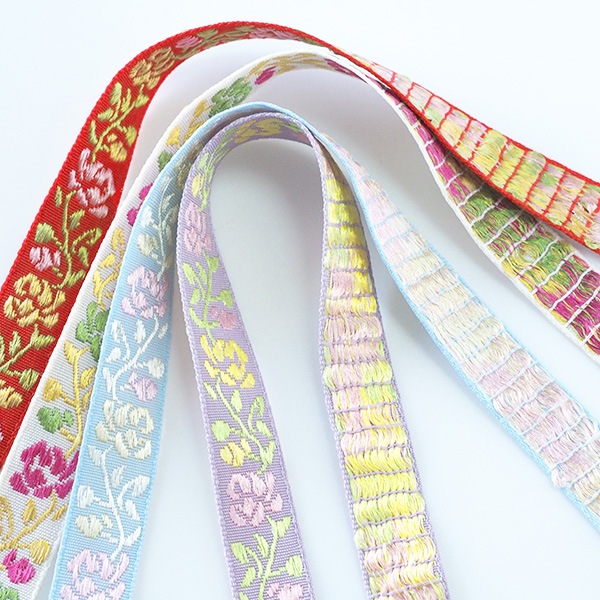 約1.5cm幅 細幅手芸用テープフラワーリボン ラメチロリアンテープ 花柄刺繍リボンブレード チロルテープ 営業日即日発送 