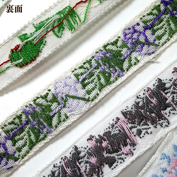 1cm幅前後 希少ポルトガルコットンアンティークチロルテープ 鳥と花柄レトロチロリアンテープ フラワー刺繍ヨーロッパ手芸用品 ヴィンテージリボン販売 営業日即日発送