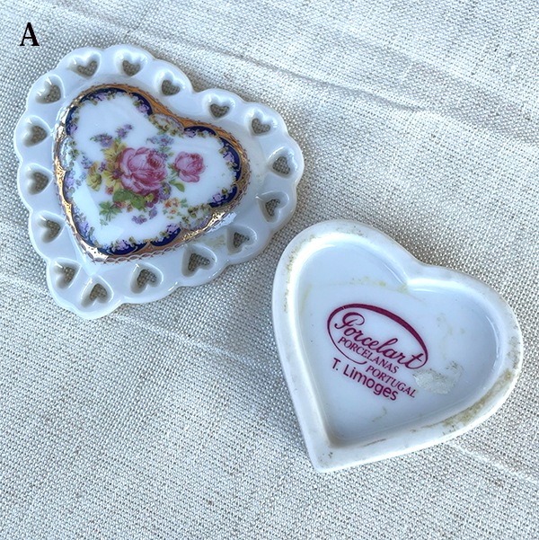 ポルトガル買付 ヨーロッパリモージュボックス フランスピルケース 陶器ケース ヨーロッパアンティーク陶器 ドールハウス  蚤の市買い付け 営業日即日発送