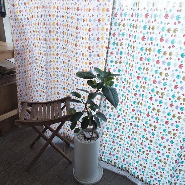 107cm×176cm インド綿100%ブロックプリント GOTSオーガニックコットン オリジナルカーテン 鳥 花柄 ドット柄 子供部屋 リビング 寝室 サイズ調節可能 フリーサイズカーテン  営業日即日発送