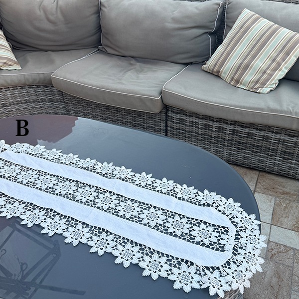 100cm前後 ポルトガル蚤の市買付 アンティークコットンビスコーステーブルランナー かぎ針編み タペストリー テーブル装飾アンティーク雑貨 営業日即日発送