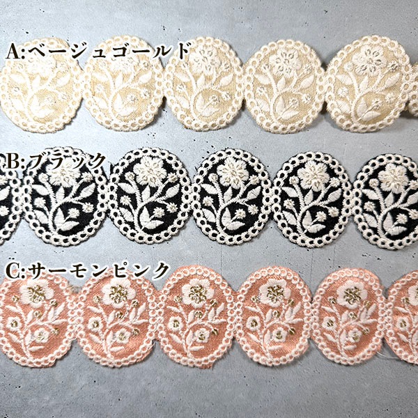 5cm幅 縁取りモチーフレース インド刺繍リボンブレード 約13個 ボタニカル花柄刺繍 ワッペン アップリケ コサージュ ブローチ資材  営業日即日発送