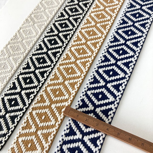 3.8cm幅 オルテガ柄刺繍リボン 厚手チロリアンテープ カメラチェーン カチューシャ ペットハーネス首輪リーシュ 営業日即日発送 