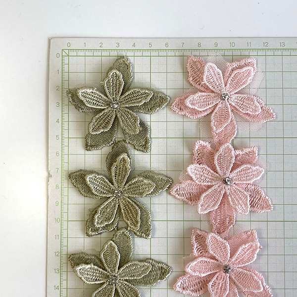 6cm幅 ビジュー付きお花モチーフケミカルレース チュールレースフラワーモチーフオーガンジーレーステープ 和装ヘアアクセサリー バレッタ ヘッドドレス ヘアピニーフック髪飾り 営業日即日発送【ワールデザインmakiras】